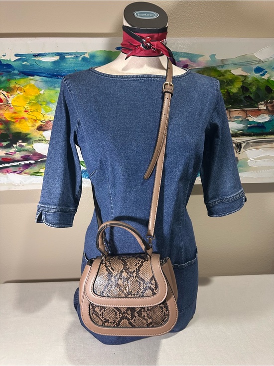 Christian Lacroix Handbags - Christian Lacroix Taupe and Snake-Print Crossbody Satchel